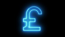 Glowing Neon Line Pound Sterling Currency Sign Icon Isolated On Transparent Background. Money, Profit, Investment, Growth Business, Economy, Finance And Success Concept. 4K Motion Graphic Animation.