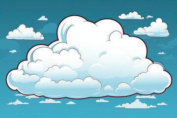 Sticker - Cute cartoon depiction of cloud floating in sky. This image can be used to add playful touch to any project.