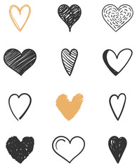 Sticker - Set of hand drawn hearts for Valentine's day, wedding and other events