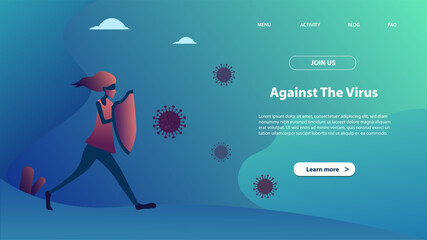 Wall Mural - Landing page template of against the virus. Modern flat design concept of web page design for website and mobile website