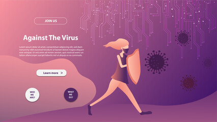 Wall Mural - Landing page template of against the virus. Modern flat design concept of web page design for website and mobile website.