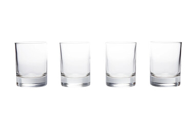 Detailed Empty Shot Glasses in Realism On White or PNG Transparent Background