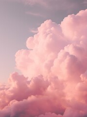 Wall Mural - Pink clouds and pink sky. Romantic aesthetic background.