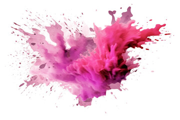 Abstract pink color painting watercolor splashes , isolated on transparent background.