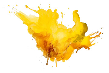 Wall Mural - Abstract yellow color painting watercolor splashes , isolated on transparent background.