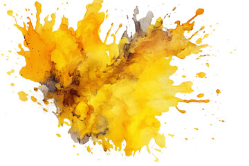 Wall Mural - Abstract yellow color painting watercolor splashes , isolated on transparent background.