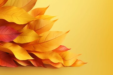 Poster - Maple leaves background. Border sun leaf wallpaper foliage. Generate Ai