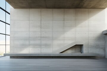 Poster - modern concrete interior with stairs and sunlight. mock up, 3d rendering, modern architecture with e