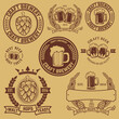 Set of labels templates with beer mug. Beer emblems. Bar. Pub. Design elements for logo, label, emblem, sign, brand mark. Vector illustration.