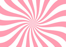 Strawberry Milk Twist, Ice Cream Swirl Pattern, Candy Background. Vector Spiral Pattern Of Pink And White Colors Swirl. Abstract Vortex Of Sweet Lollipop Or Fruit Yogurt With Radial Wavy Stripes