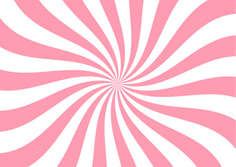 Poster - Strawberry milk twist, ice cream swirl pattern, candy background. Vector spiral pattern of pink and white colors swirl. Abstract vortex of sweet lollipop or fruit yogurt with radial wavy stripes