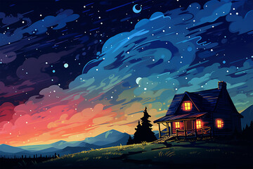 Wall Mural - Illustration view of beautiful sky at night