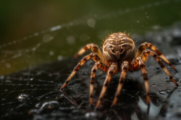 Poster - Spider poison web. Animal fear scary insect pattern. Generate Ai