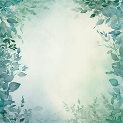 Wall Mural - watercolor green frame, background with leaves