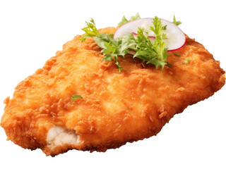 Poster -  breaded chicken schnitzel isolated on transparent background 