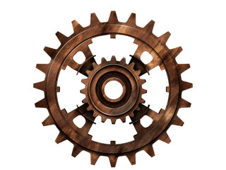 Rusty old cog wheel isolated on transparent background 