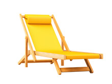 Yellow Beach Chair Isolated On Transparent Background