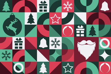 Wall Mural - Merry Christmas and Happy New Year. Seamless geometric pattern. Template for background, banner, card, poster. Vector EPS10 illustration.