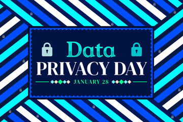 Poster - Data Privacy day colorful background with locks, lines and shapes