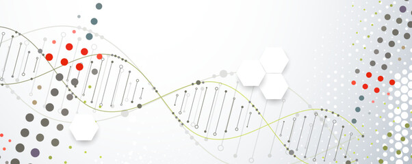 Science template, wallpaper or banner with a DNA molecules. Handmade vector illustration.