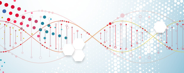 Wall Mural - Science template, wallpaper or banner with a DNA molecules. Handmade vector illustration.