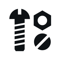 Carpentry details, construction fastener symbol. Isolated vector pictogram.