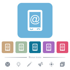 Poster - Mobile mailing flat icons on color rounded square backgrounds