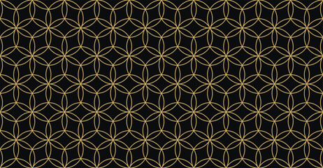 Wall Mural - Seamless gold and black oriental pattern. Islamic background. Arabic linear texture. Vector illustration.