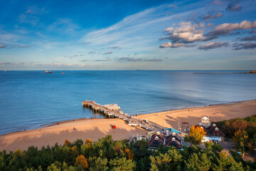 Wall Mural - Baltic Sea pier in Gdansk Brzezno at autumn, Poland