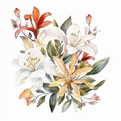 Wall Mural - A water color painting style wild flowers floral design. Generative AI.