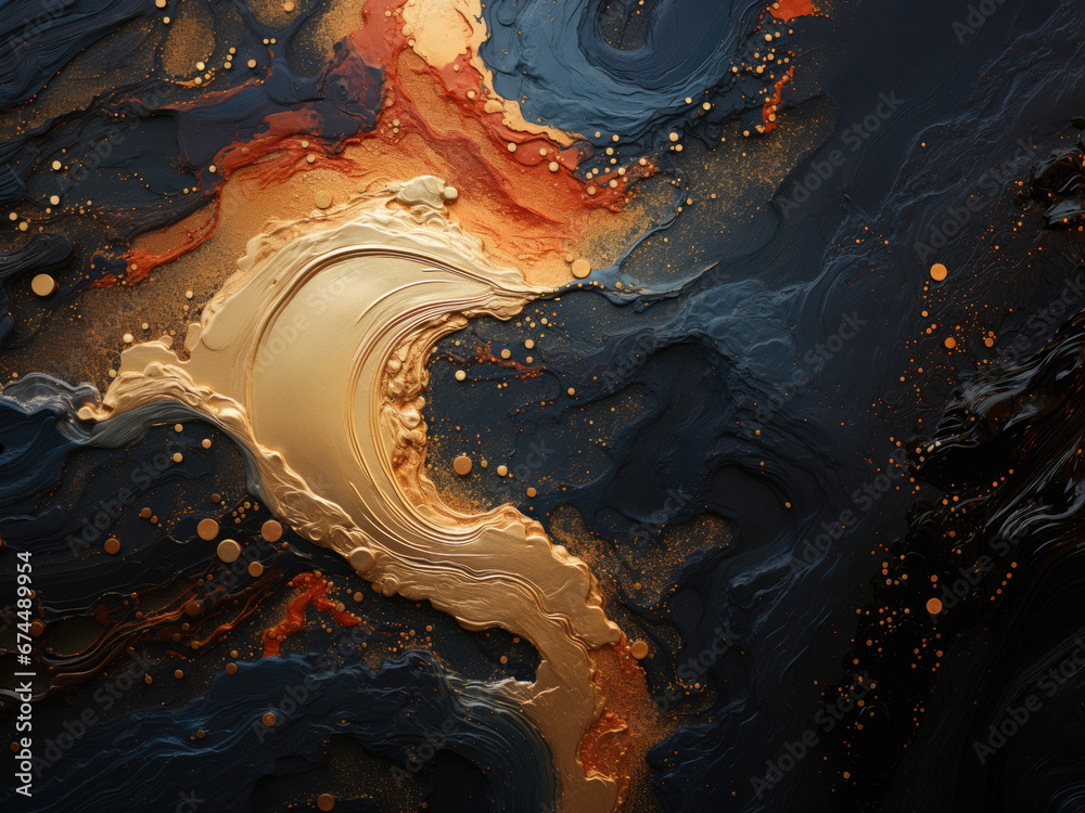 Metallic Wave in Blue Abyss. Abstract Marine Art Stock Illustration ...