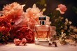 Stylish Perfume Composition With Bottles And Flowers. Сoncept Elegant Fragrance, Floral Arrangements, Perfume Bottles, Stylish Compositions, Scented Flowers