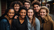 © Creator - Young friends from different races and ethnicities who promote racial diversity and reject any form of discrimination. Portraits together.