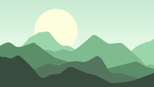 Mountain landscape vector illustration. Silhouette of simple mountain range with clear sky. Mountain landscape for background, wallpaper or landing page