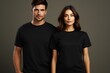 © Anastasiia - Man And Woman With Blank Black Tshirt Mockup