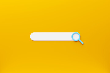 Fototapete - 3D illustration, Search bar design element on a   yellow   background. Search bar for website and user interface, mobile applications.