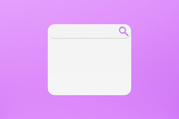 Fototapete - 3d illustration search bar for ui. Layout design for apps and website. Search address icon and cursor on pink  background