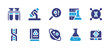 Science icon set. Duotone color. Vector illustration. Containing microscope, science book, astronomy, virus, test tubes, dna, database, test tube, genetic, laptop.
