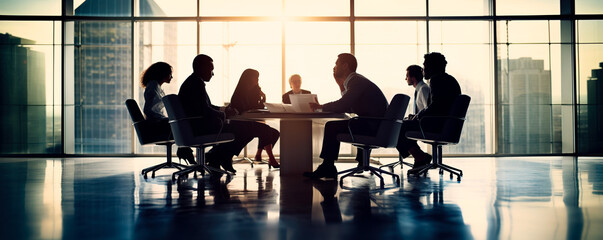 Silhouette of people in business meeting