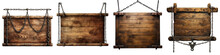 Medieval Wooden Sign Hanging On Chains  Hyperrealistic Highly Detailed Isolated On Transparent Background Png File