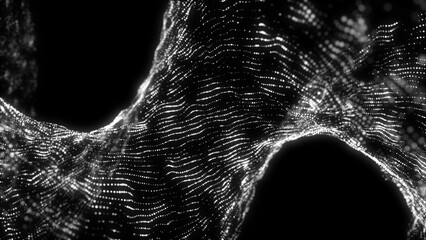 Poster - futuristic digital wave. dark cyberspace. abstract music background. big data visualisation with par