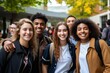 Academic Diversity: Students Eagerly Assemble on College Campus, Embarking on a New School Year