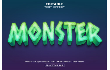 Wall Mural - Green scary monster editable 3D text effect style template