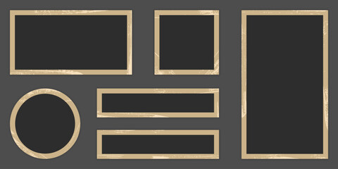 Wall Mural - retro photo frame set in different shapes. blank vintage photo paper with grunge texture border. pho