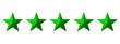 Five green stars with a 3D effect on a transparent background – Design of five stars that can represent a rating, ranking or classification