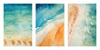 Set of hand drawn beach landscape backgrounds. Watercolor vector elements for poster, flyer, cards, web.