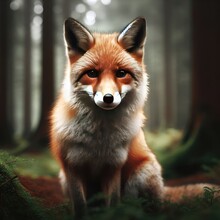 Red Fox In The Forest Animal Background For Social Media