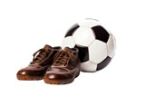 Fototapeta Sport - Girls Soccer Ball and Cleats -on transparent background