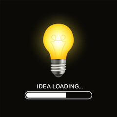 Poster - Idea loading in flat style. Light bulb vector illustration on isolated background. Loading bar think sign business concept. Big idea, innovation and creativity. Vector illustration