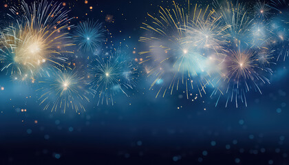 Wall Mural - Festive fireworks in the night sky ,concept carnival